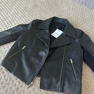Theory New Moto Motorcycle/Biker Jacket Black leather Size Small